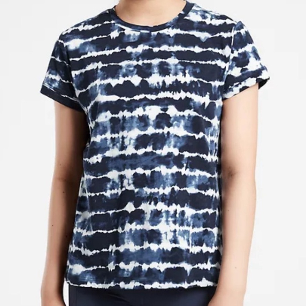 Athleta Navy and White Tie-Dye Kids Tee